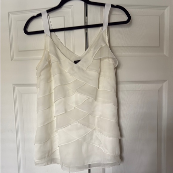 White House Black Market Cream Asymmetrical Ruffled Camisole - Picture 1 of 7